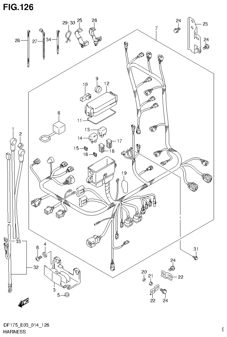 Suzuki DF175ZG HARNESS (DF175Z E03) parts diagram